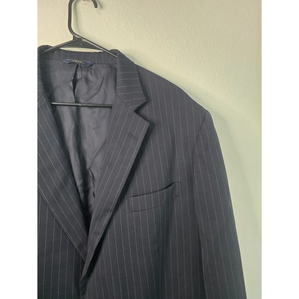 Brooks Brothers Mens 46L Navy Pinstripe 100% Wool 2-Button Blazer Sport Coat EUC